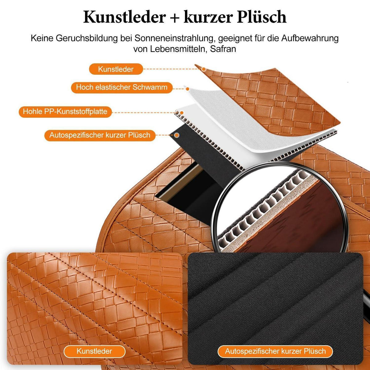 Kofferraum-Organizer | Faltbar & Wasserdicht | Für PKW, SUV, LKW in Lederoptik