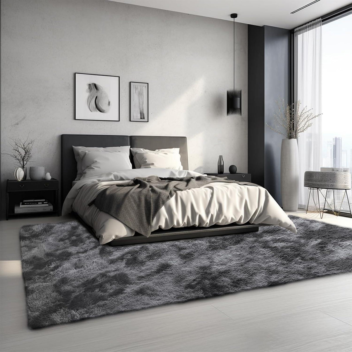 Flauschiger Hochflor Teppich Braun 300x425cm – Waschbar & Rutschfest