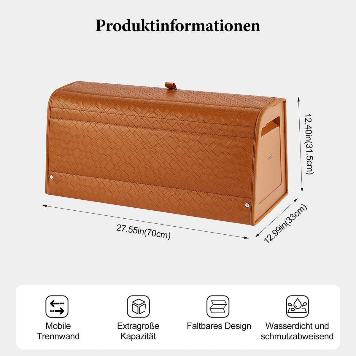 Kofferraum-Organizer | Faltbar & Wasserdicht | Orange in Lederoptik
