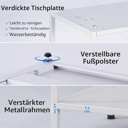 Moderner Konsolentisch Metall weiß – 160x30x80cm mit 3 Ablagen