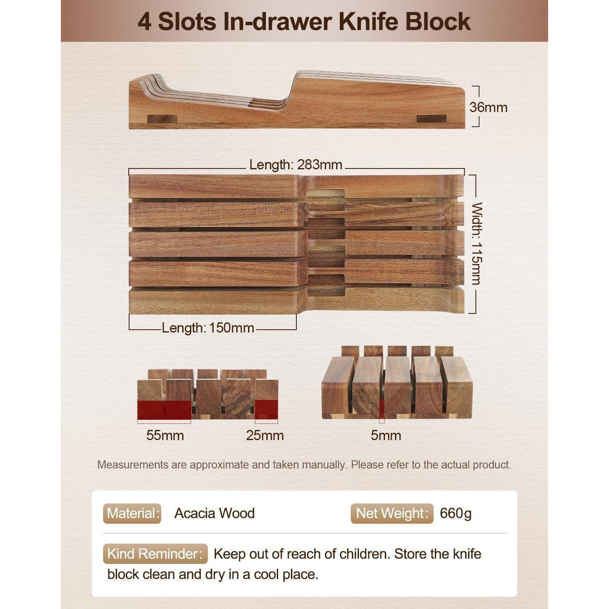 5-teiliges Steakmesser Set aus Damaststahl mit Holzhalter