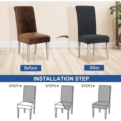 Stretch Stuhlhussen Set Dunkelgrau - 6er Pack für Küche & Party