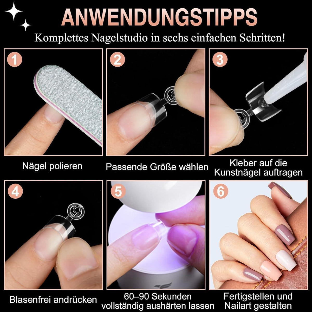 240pcs Oval Kurz Falsche Nägel Set – Acryl Nagelspitzen für DIY Maniküre