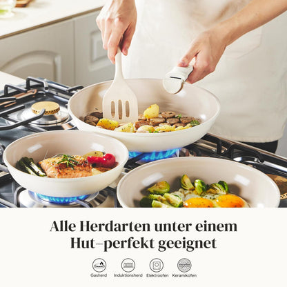 Pfannenset 6-teilig mit Abnehmbarem Griff & Keramikbeschichtung