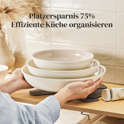 Pfannenset 6-teilig mit Abnehmbarem Griff & Keramikbeschichtung
