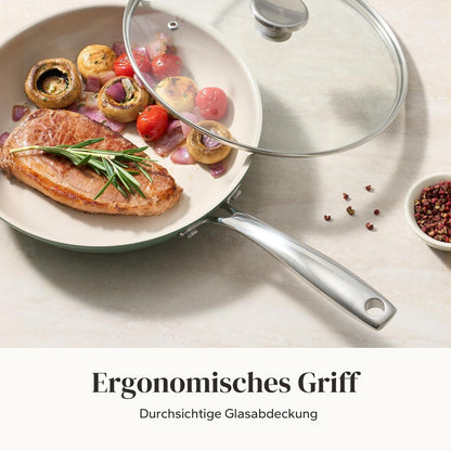 6-teiliges Keramik Pfannenset mit Deckel – Antihaft & Induktionsgeeignet