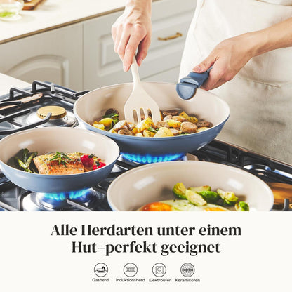 Pfannenset 6-teilig mit Abnehmbarem Griff & Keramikbeschichtung