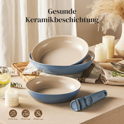 Pfannenset 6-teilig mit Abnehmbarem Griff & Keramikbeschichtung