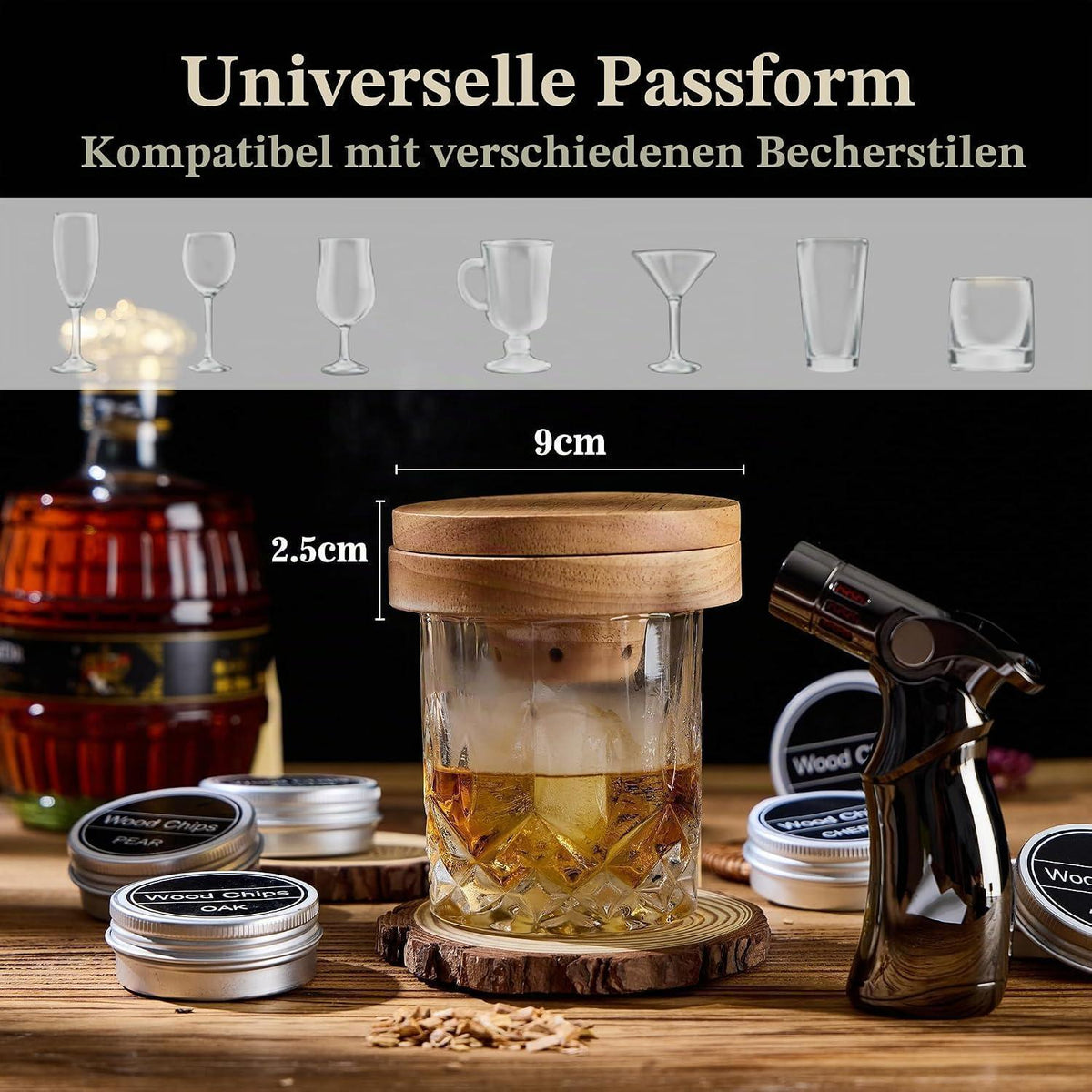 Cocktail Smoker Set mit Brenner & Holzchips – Whiskey Räucherset