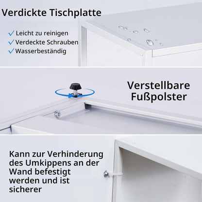 Langer Konsolentisch mit Regalen – Weiß 160x30x80 cm
