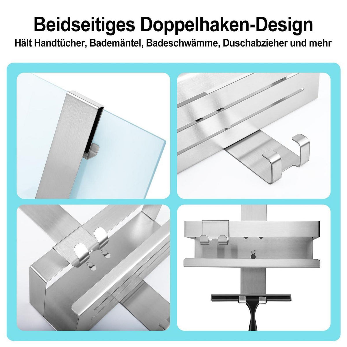 Hänge-Duschablage Edelstahl Silber – Einfache Montage & Haken