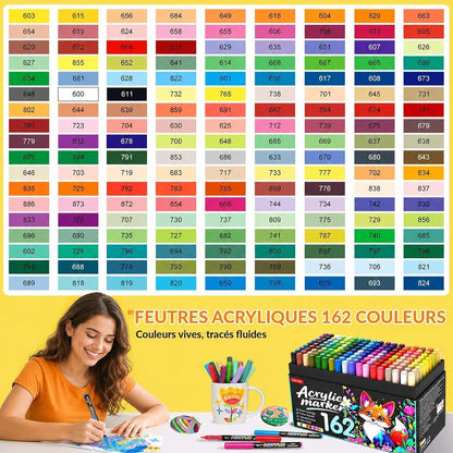 Acrylstifte Set 162 Farben – Wasserfest für Stein, Holz & mehr