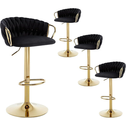 Moderne Samt Barhocker 2er Set, höhenverstellbar & drehbar