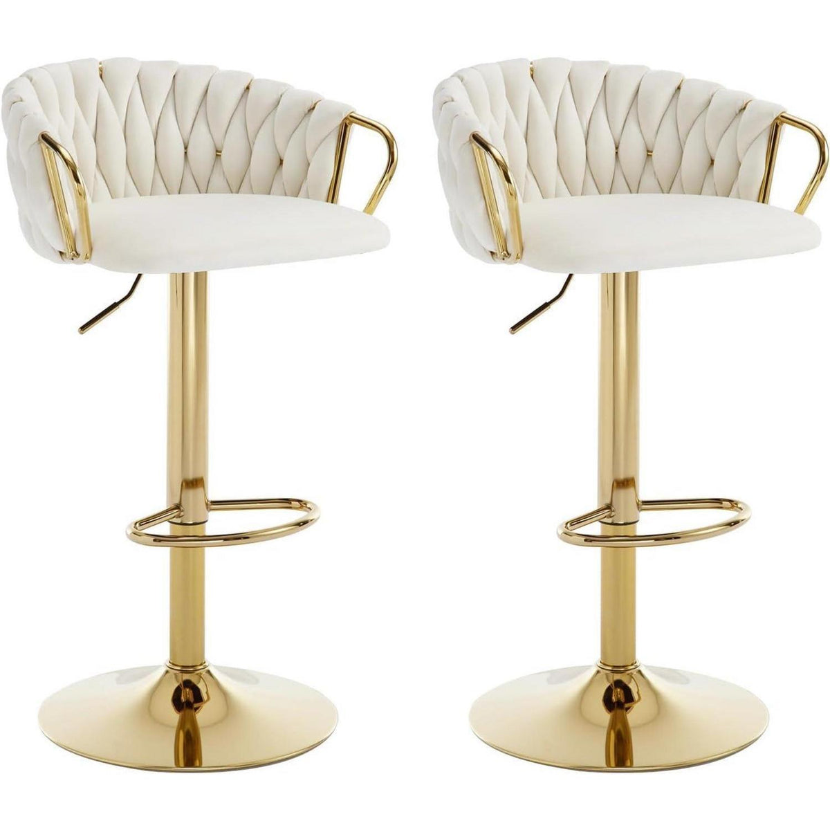 Moderner Samt Barhocker 4er Set, höhenverstellbar & drehbar