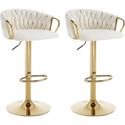 Moderner Samt Barhocker 4er Set, höhenverstellbar & drehbar