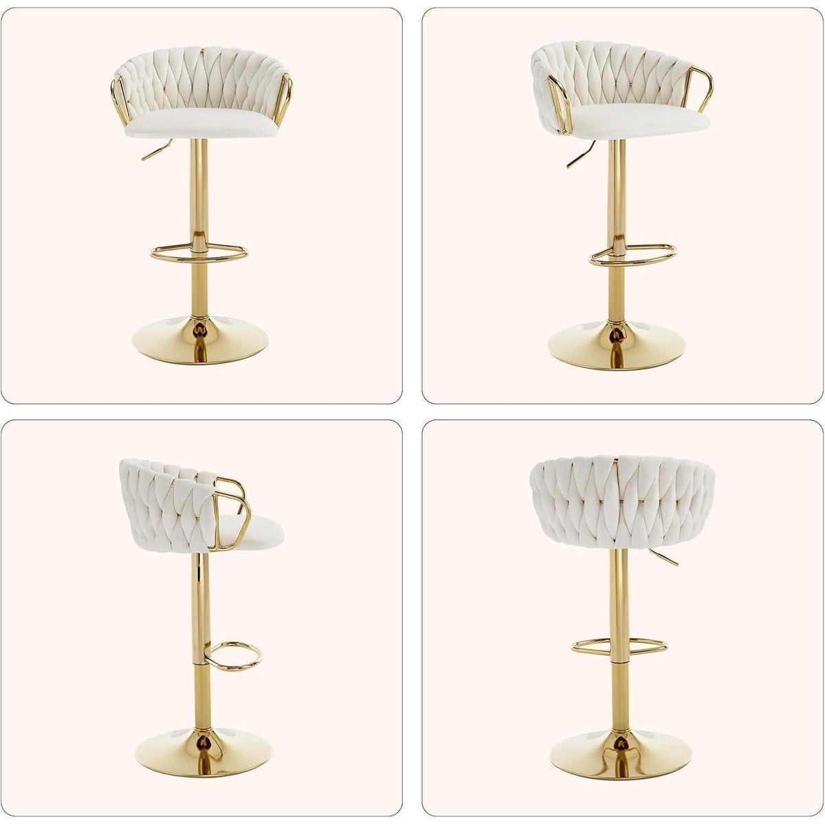 Moderner Samt Barhocker 4er Set, höhenverstellbar & drehbar