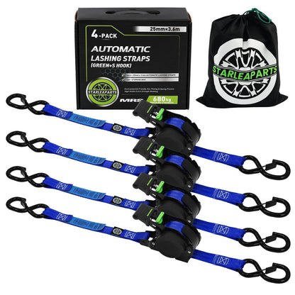 Automatischer Spanngurt-Set 4er Pack – 3,6m x 25mm, Blau