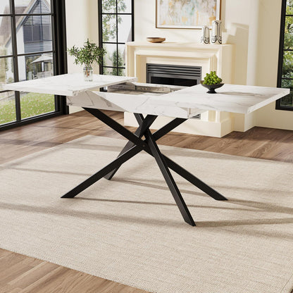 Ausziehbarer Esstisch Weiß 120-160x80 cm Küchentisch