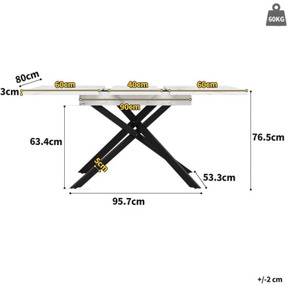 Ausziehbarer Esstisch Weiß 120-160x80 cm Küchentisch