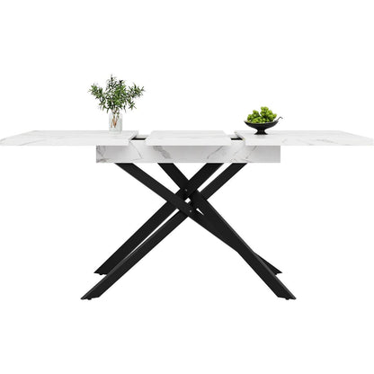 Ausziehbarer Esstisch Weiß 120-160x80 cm Küchentisch