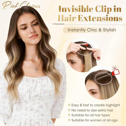 Echthaar Clip-in Extensions Blond #12/613 Balayage 30cm