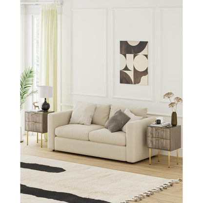 Nachttisch mit 2 Schubladen, modern, grau