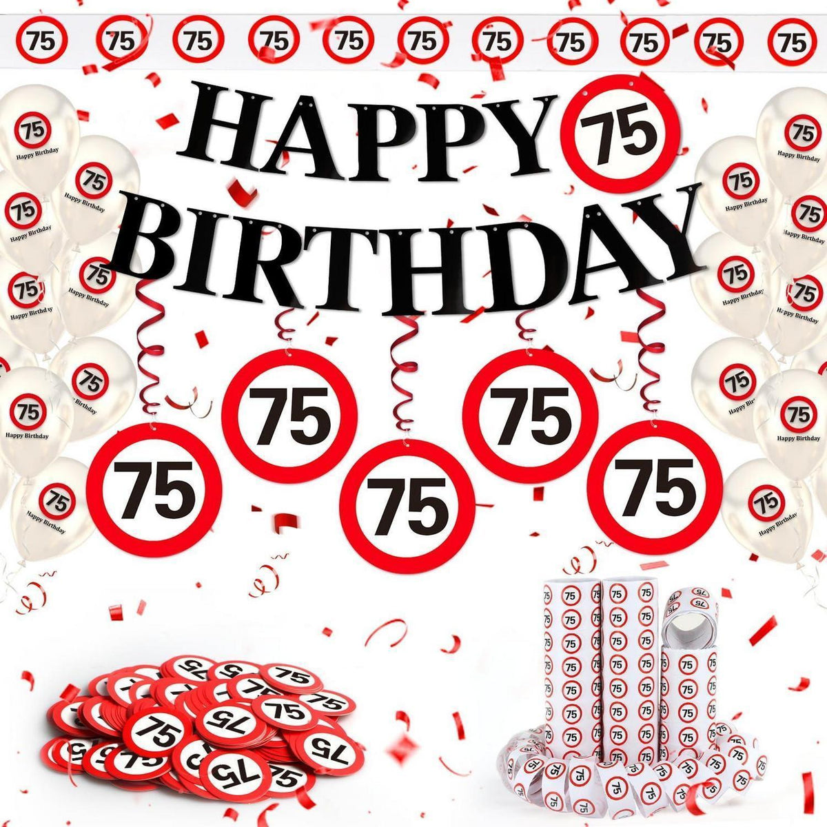 75. Geburtstag Deko Verkehrszeichen Set | Partydeko für Männer & Frauen