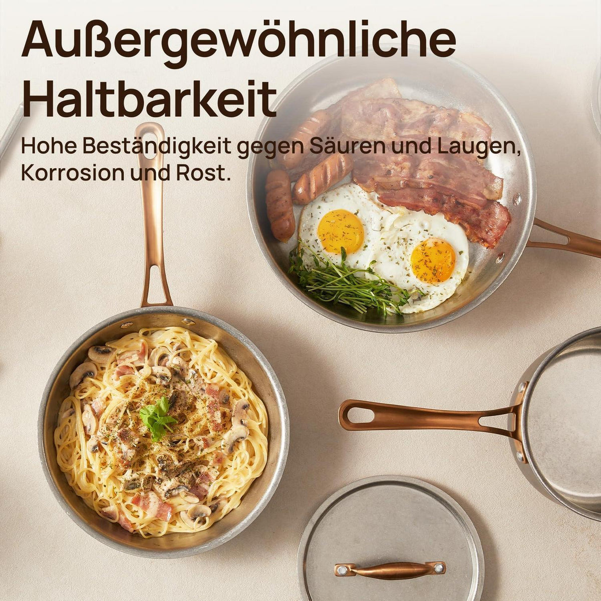 Edelstahl Topfset 8-teilig Induktion | Vintage Kochtopf & Pfannen Set