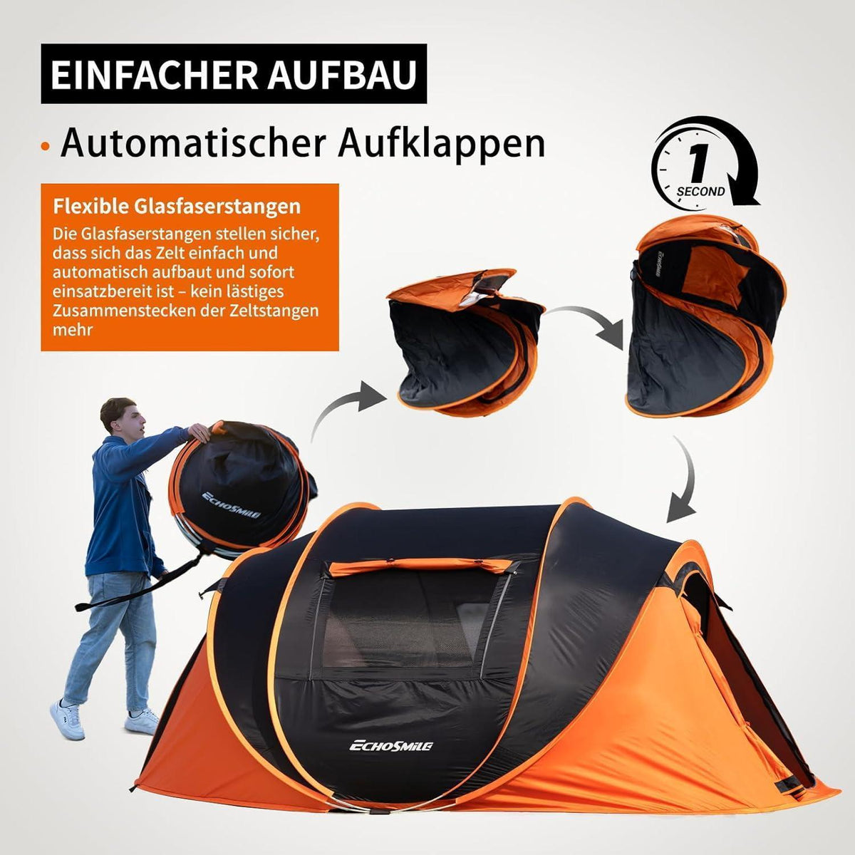 Wurfzelt 4-6 Personen wasserdicht mit guter Belüftung