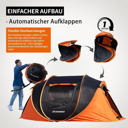 Wurfzelt 4-6 Personen wasserdicht mit guter Belüftung