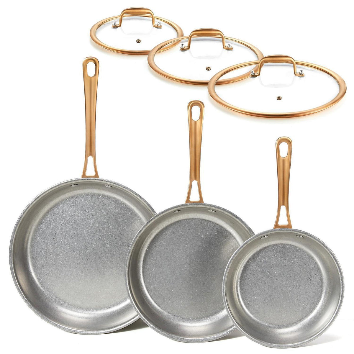 Edelstahl Pfannenset 3-teilig Retro 20/24/28 cm mit Deckel