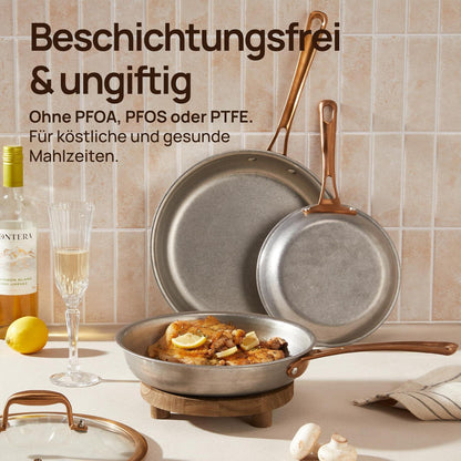 Edelstahl Pfannenset 3-teilig Retro 20/24/28 cm mit Deckel