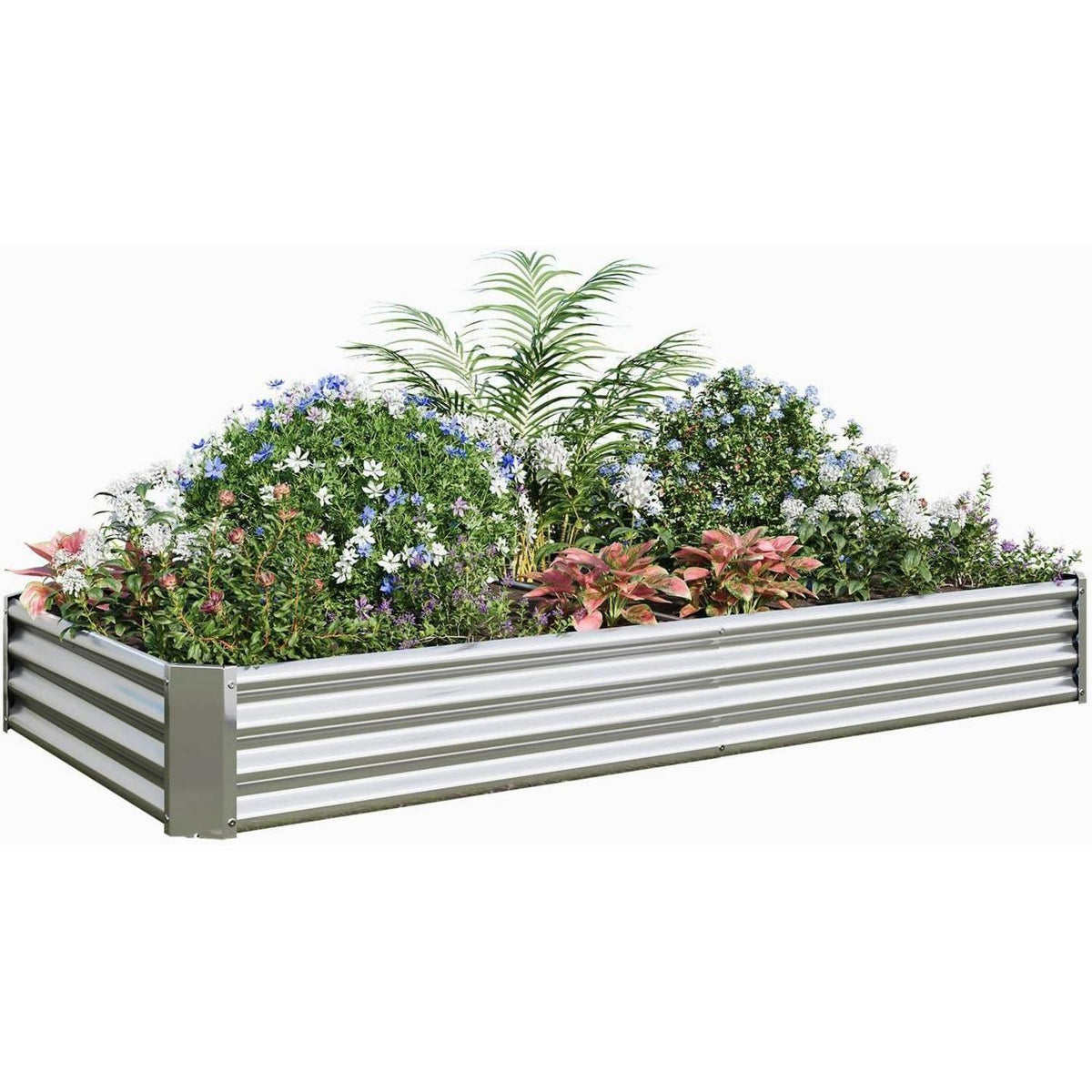 Hochbeet Metall verzinkt 232x113x30 cm Silber