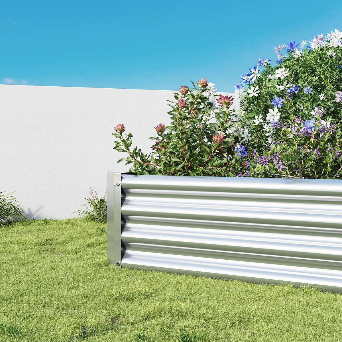 Hochbeet Metall verzinkt 232x113x30 cm Silber