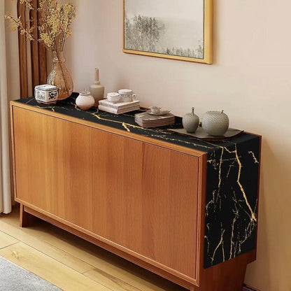 Tischläufer 240x40 cm | Abwaschbar, Schwarz Gold, Modern & Elegant