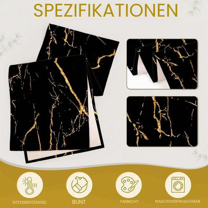 Tischläufer 240x40 cm | Abwaschbar, Schwarz Gold, Modern & Elegant