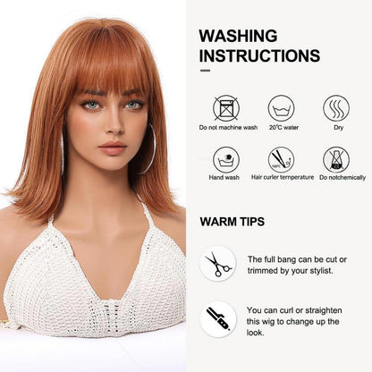 Ingwer Damen Bob Perücke Synthetisches Haar Party Cosplay