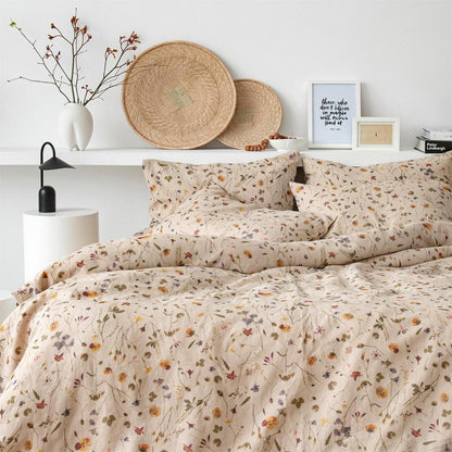 Blumen Bettwäsche Set Braun 200x200 cm - 3-teilig Botanisch