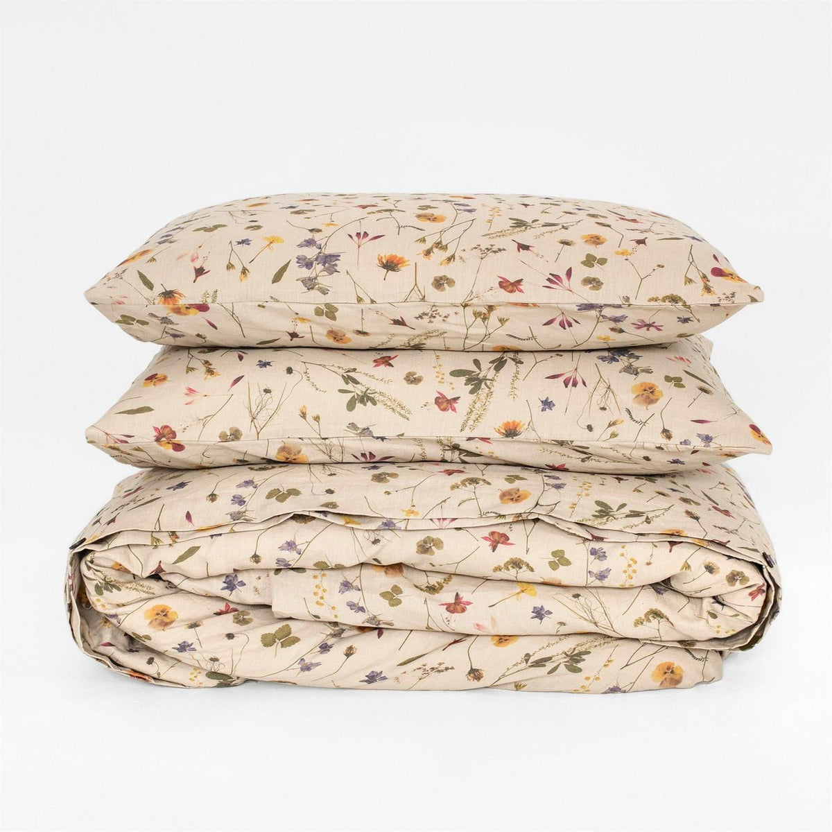 Blumen Bettwäsche Set Braun 200x200 cm - 3-teilig Botanisch