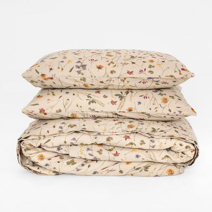 Blumen Bettwäsche Set Braun 200x200 cm - 3-teilig Botanisch
