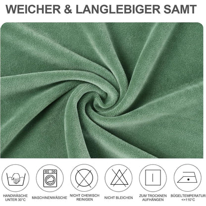 Stretch Samt Stuhlhussen Set - Bohnengrün (4 Stück)
