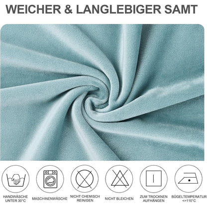 Samt Stuhlhussen 6er Set – Elastisch & Waschbar – Graublau
