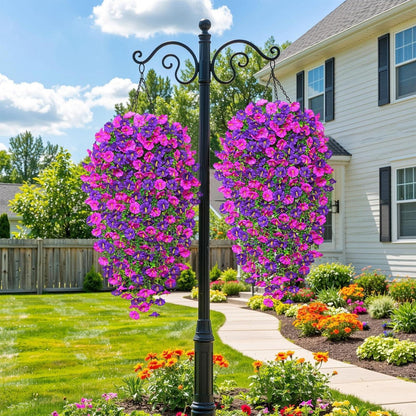 Künstliche Hängeblumen mit Eukalyptus – Lila Fuchsia 4er Set