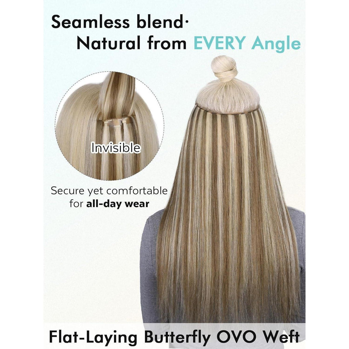 Remy Echthaar Extensions 51 cm Ombre Blond – 2er Pack mit Micro Beads