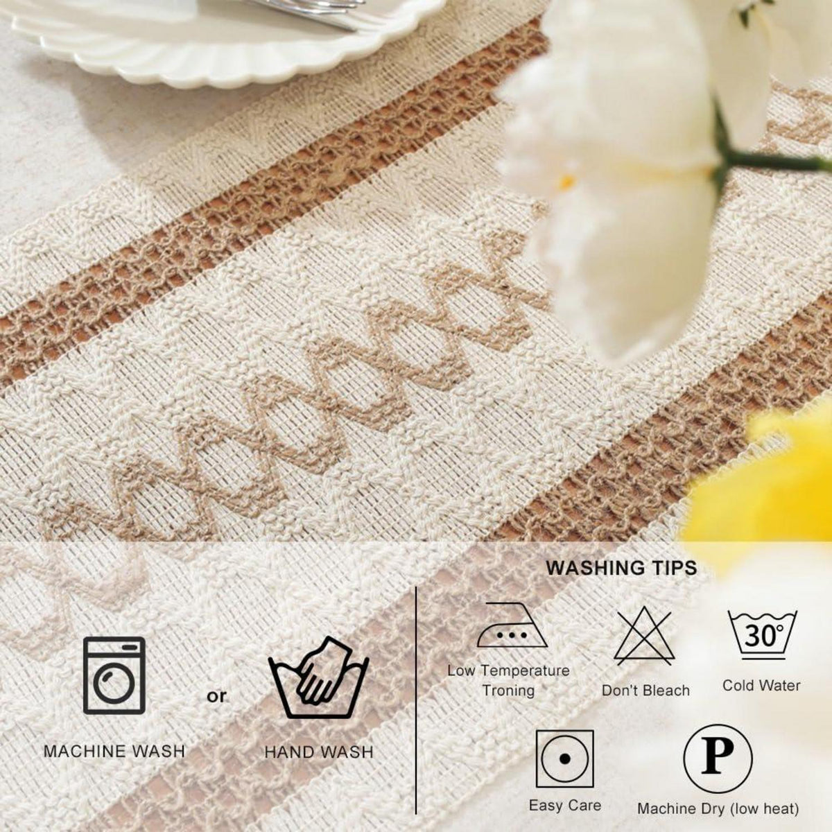 Abwaschbare Baumwoll-Leinen Tischdecke Rechteckig 140x140cm Beige