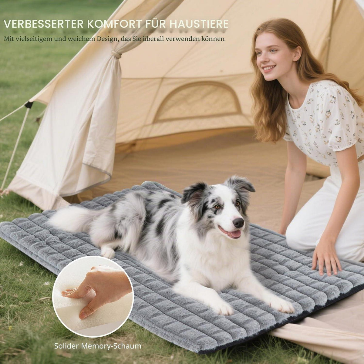 Flauschiges Orthopädisches Hundebett 60x45cm Grau
