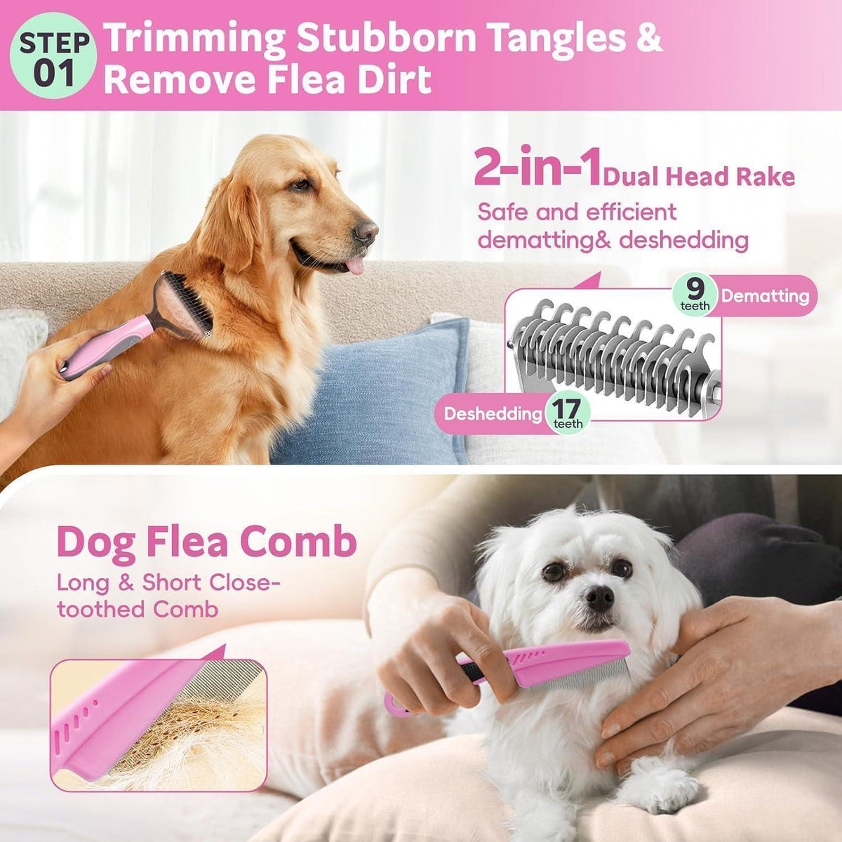10-teiliges Fellpflegeset für Hunde & Katzen