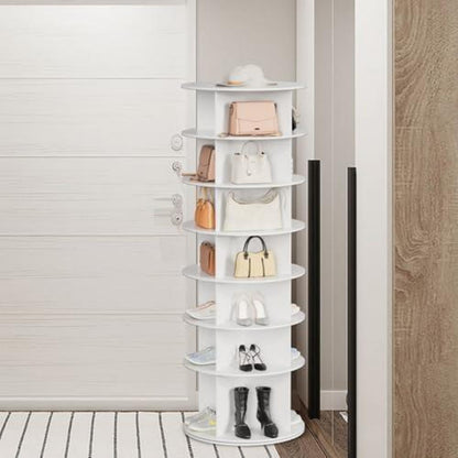 Drehbares Schuhregal 7 Ebenen – Platzsparender Schuhschrank Weiß