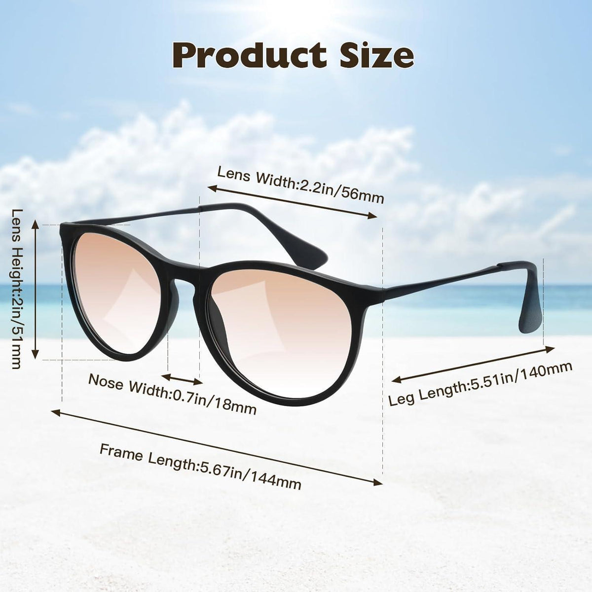 Polarisierte Damen Sonnenbrille Cateye UV400 Farbverlauf Orange