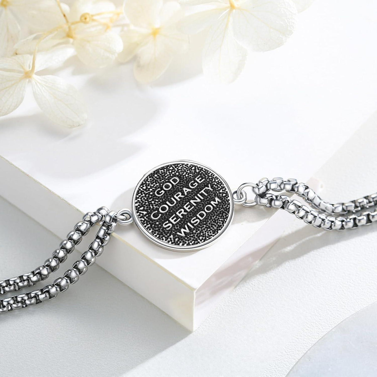 925 Sterling Silber Santa Muerte Armband für Herren – AA Abstinenz Schmuck